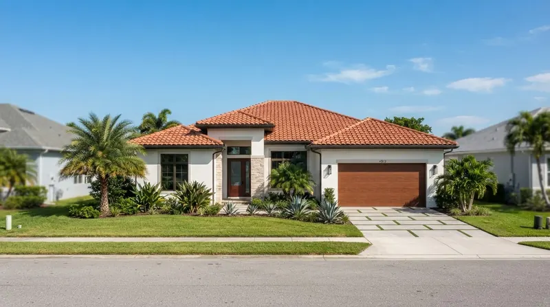 Florida home with a terracotta barrel-style concrete tile roof